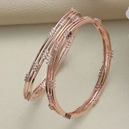 Aatmana Rose Gold-Plated & White Multilayer Bangles - Set of 2-17