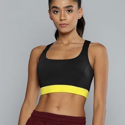 Alcis Black & Yellow Solid Workout Bra-picture-25