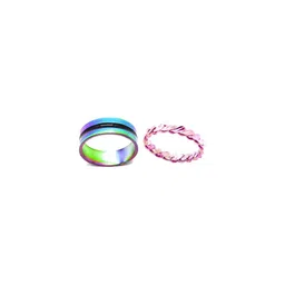 Dynamic Retail Global Set of 2 Rings for Men & Women, Multicolor-Purple Alloy Ring ()-image-62