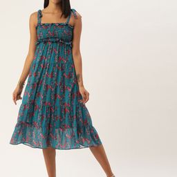 CORSICA Floral Printed Georgette Fit & Flare Dress-image-22