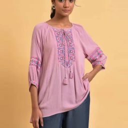 W Blush Pink Embroidered Top-picture-1