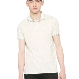 Integriti Off White Regular Fit Printed Polo T-Shirt-image-1