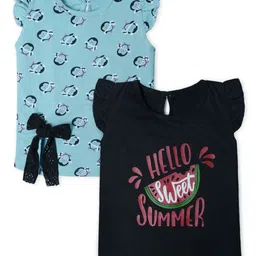 Nino Togs Girls 2 Printed Bio Finish Applique T-shirt-image-36