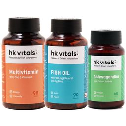 HealthKart HK Vitals Ashwagandha 60 Tabs & Multivitamin 90 Tabs & Fish Oil 90 Caps Combo-15