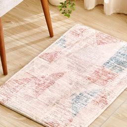 Home Centre Beige & Maroon Exotica Prism Woven Dhurrie With Foam Backing-79