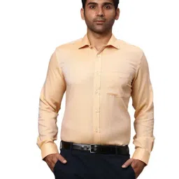 Park Avenue Yellow Regular Fit Self Design Shirt-picture-30