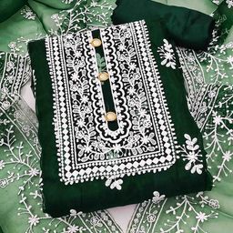 KALINI Embroidered Organza Unstitched Dress Material-image-97