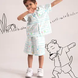THE BABY TRUNK Boys Printed Shirt with Shorts-image-3
