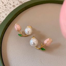 PolluxCraft Gold Plated Pearls Studded Contemporary Korean Studs-19