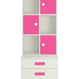 Adona Camila Bookshelf Cum Hutch Storage Cabinet with 2 Drawers - Pink White-image-89