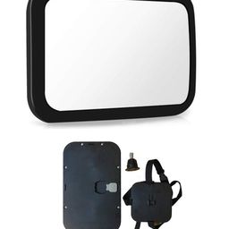 Safe O Kid 360 Degree Rotational View Glass Acrylic Car Rear View Mirror Large - Black-image-61