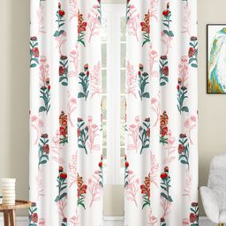 SEJ by Nisha Gupta Floral Eyelet Long Door Curtains Pack of 2 - White-19