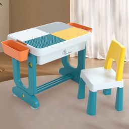 R for Rabbit Little Genius Learner Kids Study Table Set With Chair -Blue & White-16