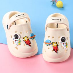 Cute Walk by Babyhug Back Strap Closure Clogs with Spaceship Applique - White-picture-9