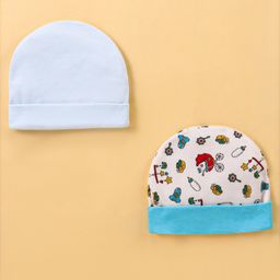 Ben Benny Interlock 100% Cotton Knit  Printed Round Cap Blue Pack of 2 - Diameter 11.5 cm-picture-12