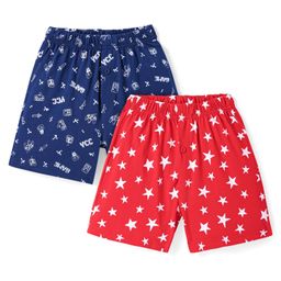 Honeyhap Premium 100% Cotton Knit Boxers with Bio Finish & Sports Theme Print Pack of 2 - Navy Peony & Savvy Red-image-95