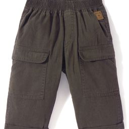 Little Kangaroos Cotton Woven Full Length Trouser with Pockets Solid Colour - Dark Green-image-92