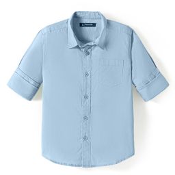 Pine Kids Cotton Woven Full Sleeves Solid Color Shirt - Sky Blue-image-13
