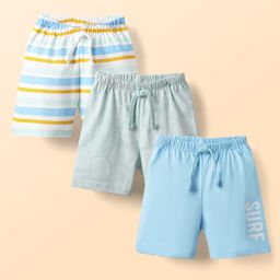 Babyhug Cotton Knit Striped & Pineapple Printed Shorts Pack of 3 - Multicolor-image-128