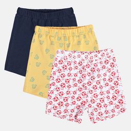 MINI KLUB Cotton Pack Of 3 Football & Cars Printed Shorts - Navy Blue Beige & White-image-57