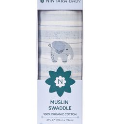 Nintara Baby Soft, Breathable, Lightweight, 100% Organic Cotton Extra-Large Swaddle Pack of 1 - Little Elephants-image-37