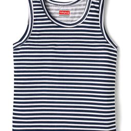 Babyhug 100% Cotton Single Jersey Knit Sleeveless Sando With Stripes - Navy Blue-picture-20