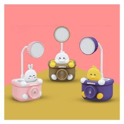 YAMAMA Study Lamp For Kids Cute Animal Design Rechargeable Desk Table Lamp 3 In 1 Study Desk LED Lamp With Pencil Sharpener And Pen Holder - (Pack of 1 - Design And Color May Vary)-7