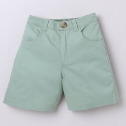 Aww Hunnie Twill Woven Solid Shorts - Green-image-89