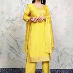 Vishudh Women Ethnic Motifs Regular Kurta with Trousers & With Dupatta-image-63