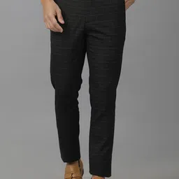 Double Two Men Checked Slim Fit Trousers-image-33