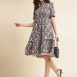 all about you Embellished Print Fit & Flare Dress-image-93
