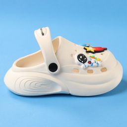 Cute Walk by Babyhug Back Strap Closure Clogs with Spaceship Applique - White image 4