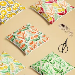ArtzFolio Multicoloured Set of 5 Velvet Square Cushion Covers-11