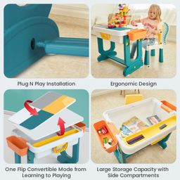R for Rabbit Little Genius Learner Kids Study Table Set With Chair -Blue & White image 5