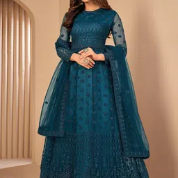 APNISHA Women Teal Ethnic Dresses-image-1