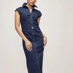 The Label Life Women Denim Ruched Shirt Dress-image-27