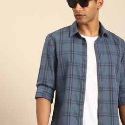 Being Human Pure Cotton Slim Fit Checked Casual Shirt-picture-24