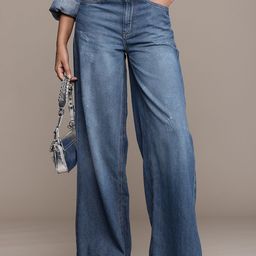The Roadster Life Co. Women Wide Leg Baggy Fit Low Distressed Light Fade Pure Cotton Jeans-image-62