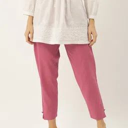 HASRI Women Solid Pure Cotton Trousers-picture-11
