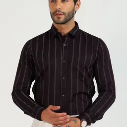 INVICTUS Classic Striped Spread Collar Pure Cotton Formal Shirt-picture-18