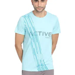 Turtle Blue Slim Fit Printed Sports T-Shirt-image-11