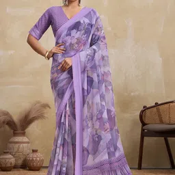 100 Dreams Floral Poly Georgette Saree-picture-30