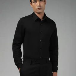 WES Formals by Westside Plain Black Slim Fit Shirt-image-63
