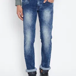 fineblu Men Boyfriend Fit Mid-Rise Heavy Fade Stretchable Jeans-picture-20