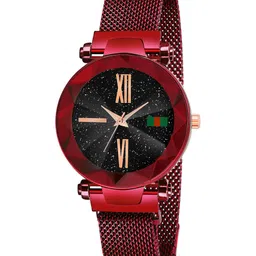 CSAMON Women Embellished Dial & Stainless Steel Bracelet Style Straps Analogue Watch GR_379_Red_roman_CS-image-99