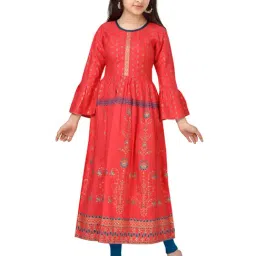 Aarika Kids Girls Gajri-Blue Color Printed Kurti Legging Set-image-78