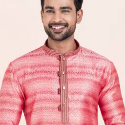 ROOTED LIBAAS Men Bandhani Printed Regular Kurta with Pyjamas image 4
