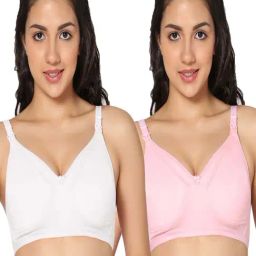 IN CARE White & Pink Cotton Nursing Bras - Pack Of 2-image-5