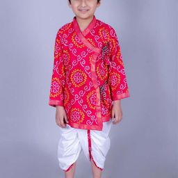 FabJunior Boys Bandhani Printed Angrakha Kurta with Dhoti Pants-picture-14
