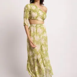 Erotissch Green Floral Print Beachwear Co-Ord Set-image-79